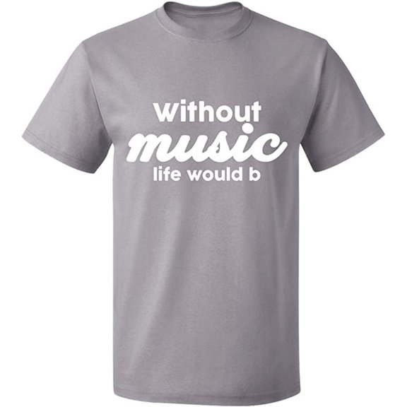 Unisex T-Shirt, Without Music Life Would B, Slim Fit, Short Sleeve Sweater - Sport Grey 2X-Large