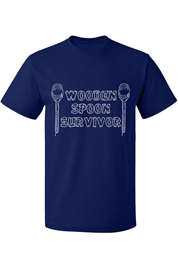 Unisex T-Shirt, Wooden Spoon Survivor, Slim Fit, Short Sleeve Sweater - Navy Blue X-Large