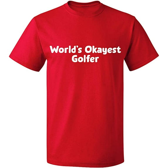 Unisex T-Shirt, World's Okayest Golfer, Slim Fit, Short Sleeve Sweater - Red Medium