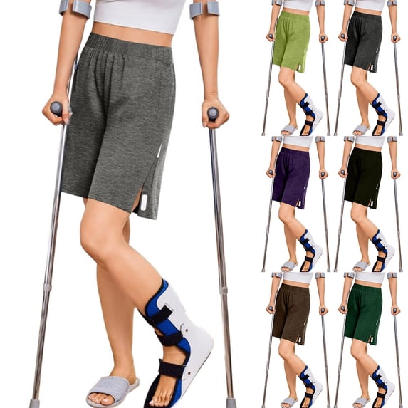 Unisex Tear Away Cotton Athletic Shorts with Snap Closure and Pockets for Post Surgery Recovery and Physical Therapy