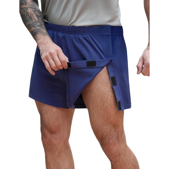 Unisex Tear Away Shorts 3 inch Knee Hip Replacement Recovery Post Surgery Cotton Shorts Loose Fit Without Pocket
