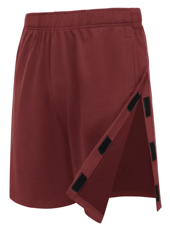 Unisex Tear Away Shorts 9" Snap On Athletic Shorts Cotton Post Knee Hip Surgery Recovery Lounge Short with Pockets