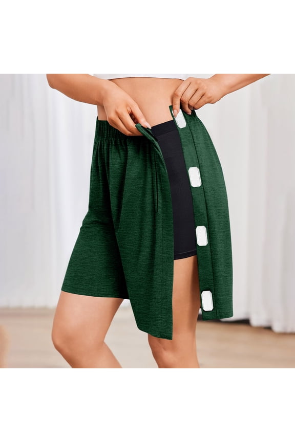 Unisex Tear Away Shorts Snap On Athletic Shorts Post Knee Hip Surgery Recovery Lounge Short with Pockets