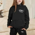thumbnail image 1 of Unisex Teen Kids Jogger Sweatsuit Set 2PCS, Printed Long Sleeve Hoodie Pullover Cinch Bottom Sweatpants for Boys Girls (Black,8-9 Years), 1 of 3