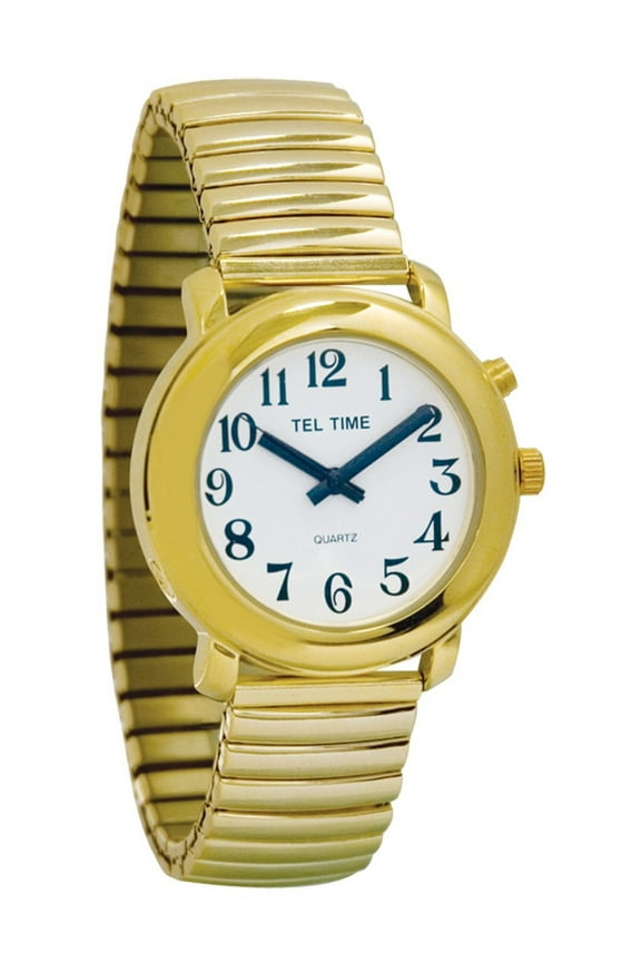 Unisex Tel-Time Talking Watch - One Button - Gold-Tone