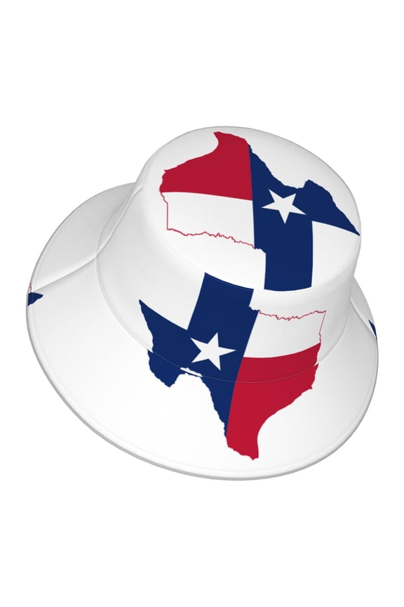 Unisex Texas Flag Map Bucket Hat Fisherman Cap Reversible Travel Sunhat With Reflective Stripe