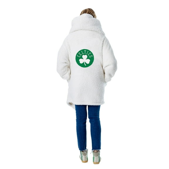 Unisex The Best Lounger in the World By Jill Martin Cream Boston Celtics Oversized Open-Front Hoodie Sweater