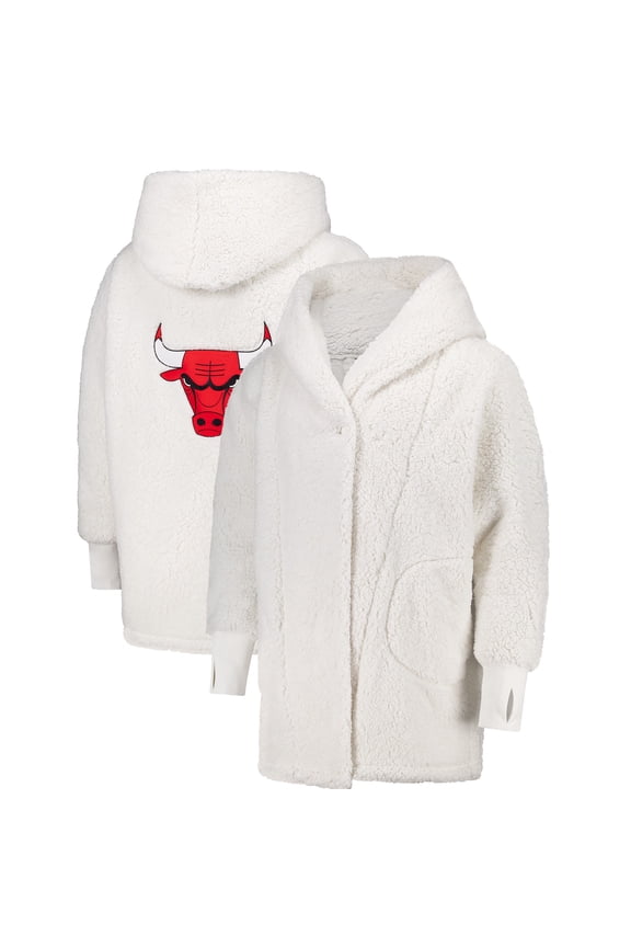 Unisex The Best Lounger in the World By Jill Martin Cream Chicago Bulls Oversized Open-Front Hoodie Sweater
