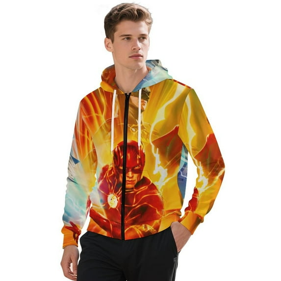 Unisex The Flash Zip Up Hoodies 3D Printed Pullover Hooded Sweatshirt with Pocket for Mens Womens