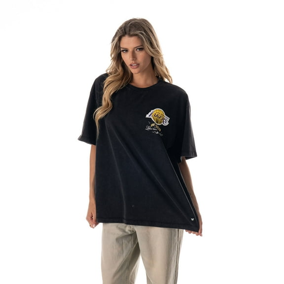Unisex The Wild Collective  Black Los Angeles Lakers Oversized Streetwear T-Shirt