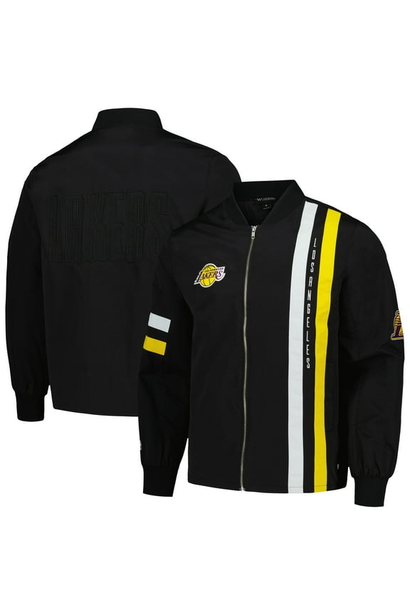 Unisex The Wild Collective Black Los Angeles Lakers Stitch Applique Full-Zip Bomber Jacket