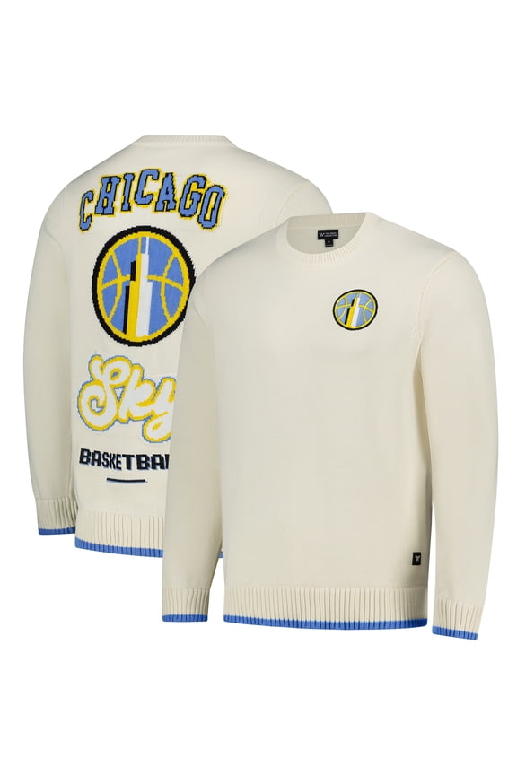 Unisex The Wild Collective  Cream Chicago Sky Jacquard Pullover Sweater