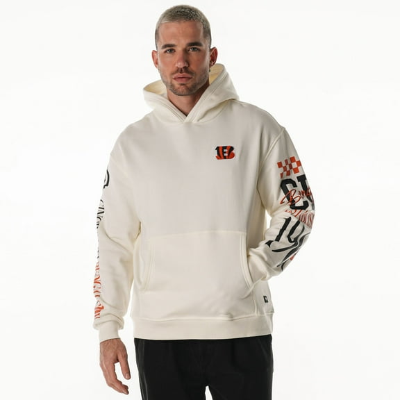 Unisex The Wild Collective  Cream Cincinnati Bengals Stacked Graphic Sleeve Fleece Hoodie