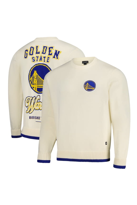 Unisex The Wild Collective  Cream Golden State Warriors Jacquard Knit Pullover Sweater