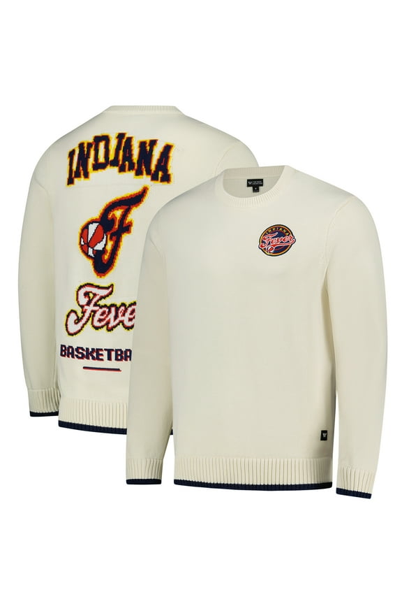 Unisex The Wild Collective  Cream Indiana Fever Jacquard Pullover Sweater