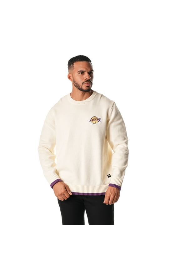 Unisex The Wild Collective  Cream Los Angeles Lakers Jacquard Knit Pullover Sweater