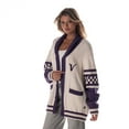 thumbnail image 1 of Unisex The Wild Collective Cream Minnesota Vikings Jacquard Rolled Collar Button-Up Cardigan Sweater, 1 of 7