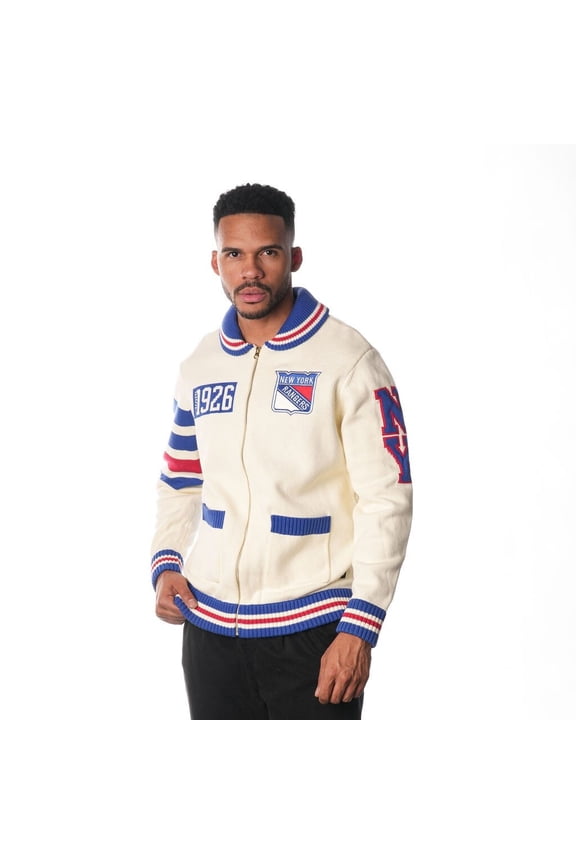 Unisex The Wild Collective  Cream New York Rangers Jacquard Full-Zip Sweater