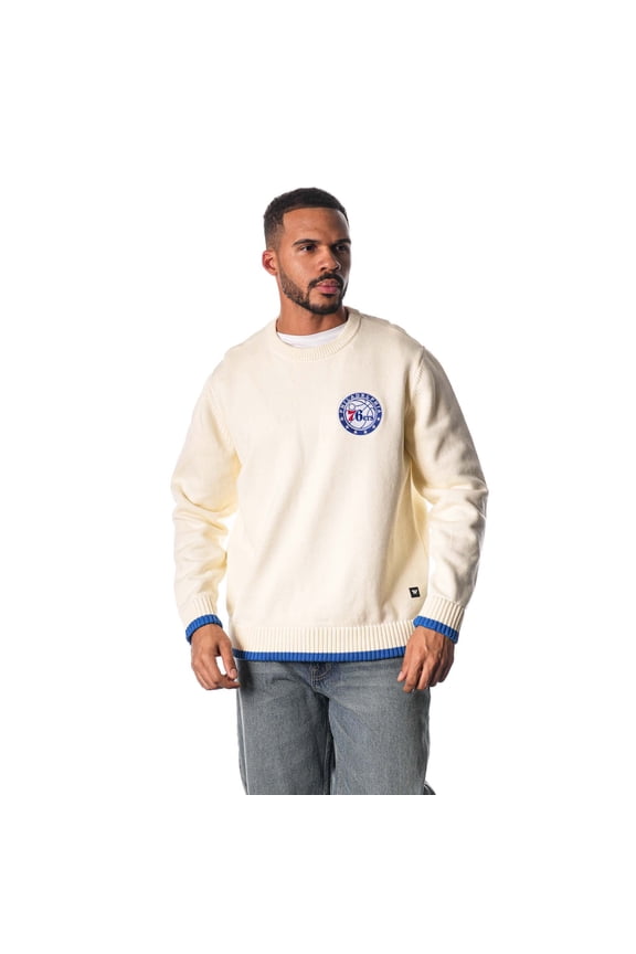 Unisex The Wild Collective  Cream Philadelphia 76ers Jacquard Knit Pullover Sweater