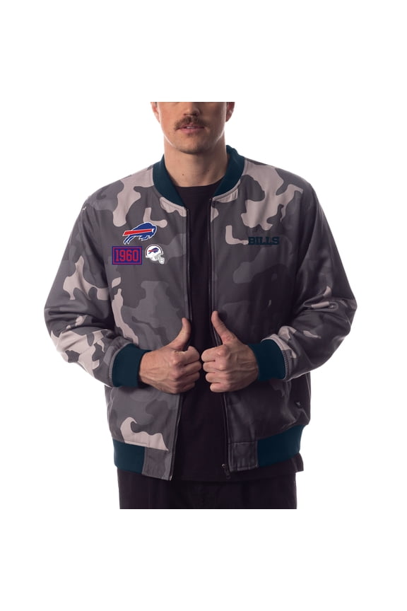 Unisex The Wild Collective Gray Buffalo Bills Camo Bomber Jacket