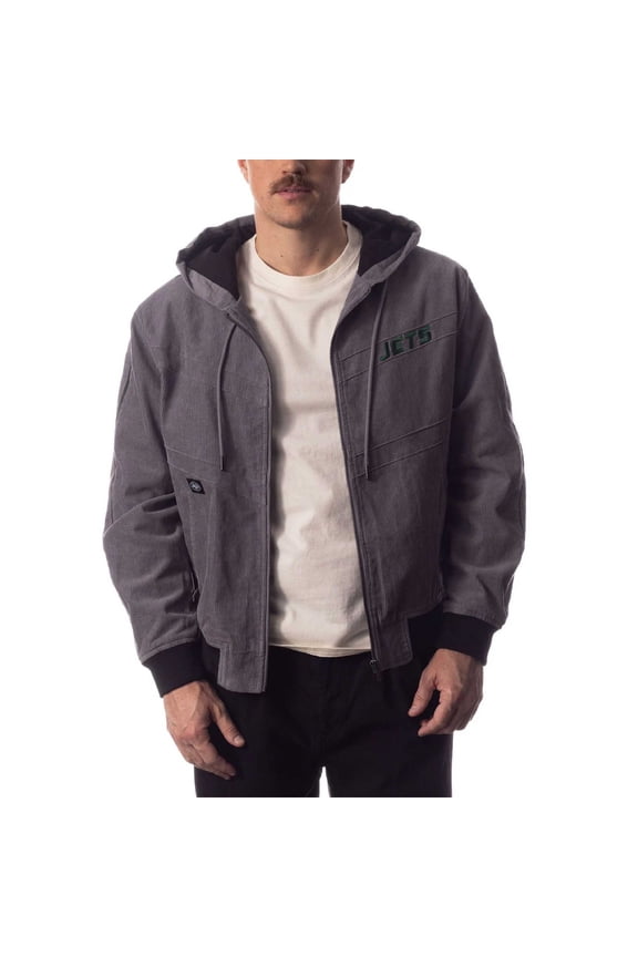 Unisex The Wild Collective Gray New York Jets Corduroy Bomber Full-Zip Jacket