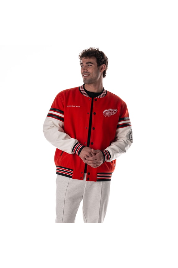 Unisex The Wild Collective  Red Detroit Red Wings Drop Shoulder Full-Snap Varsity Jacket