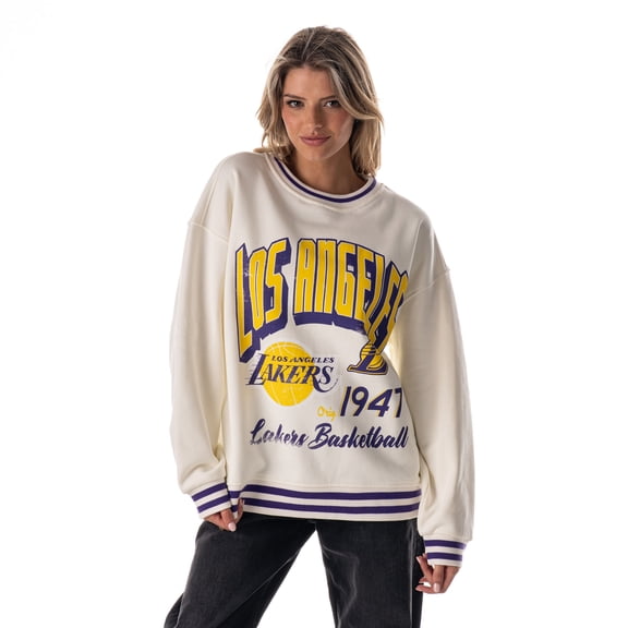 Unisex The Wild Collective White Los Angeles Lakers Oversize Vintage French Terry Sweatshirt