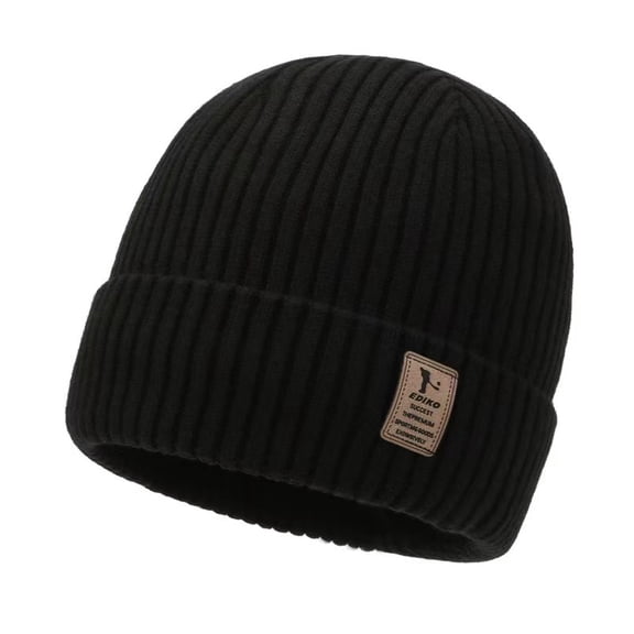 Unisex Thermal Beanie with Fleece Lining, Winter Knit Cuffless Cap for Men and Women