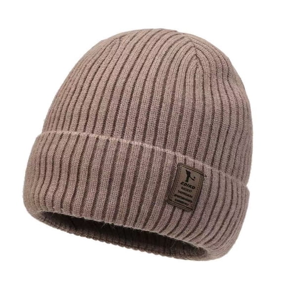 Unisex Thermal Beanie with Fleece Lining, Winter Knit Cuffless Cap for Men and Women