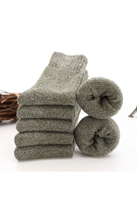 Unisex Thermal Boot Socks 5 Pack - Thick Warm Winter Hiking Socks with Soft Support for Cold Weather Outdoor Activities and Cozy Indoor Lounging