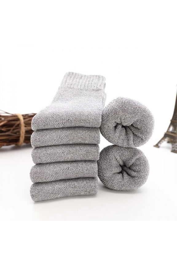 Unisex Thermal Boot Socks 5 Pack - Thick Warm Winter Hiking Socks with Soft Support for Cold Weather Outdoor Activities and Cozy Indoor Lounging