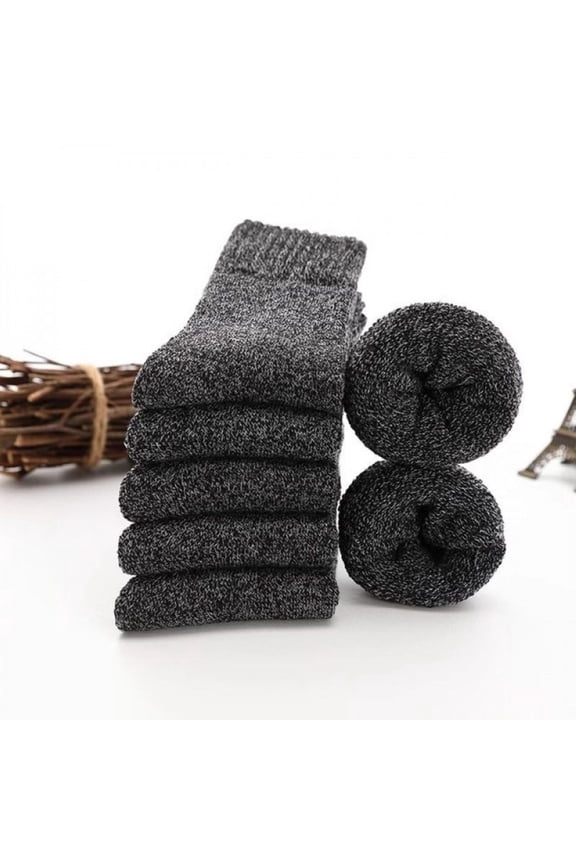 Unisex Thermal Boot Socks 5 Pack - Thick Warm Winter Hiking Socks with Soft Support for Cold Weather Outdoor Activities and Cozy Indoor Lounging