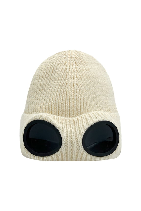 Unisex Thermal Cold Weather Knit Hat, Double Layer Fleece Lined Ear Flap One Piece Neck Cover Windproof Warm Cap for Daily Commute Running