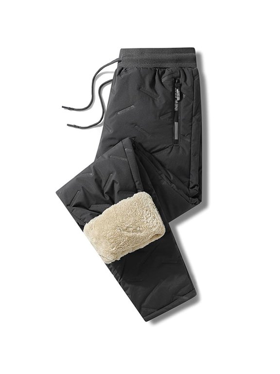 Unisex Thermal Fleece Lined Winter Pants, Water Resistant with Zipper Pockets, for Cold-Weather Outdoor