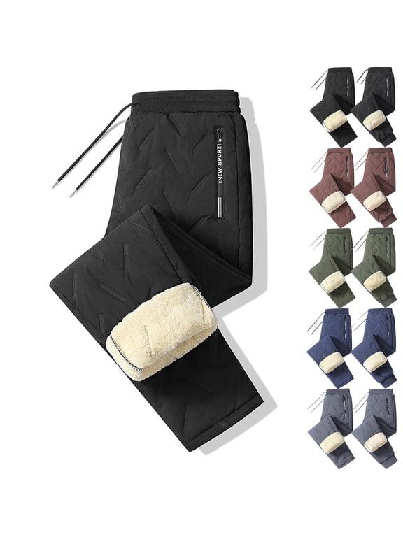 Unisex Thermal Fleece Lined Winter Pants, Waterproof Warm Winter Pants for Outdoor Work, Hiking, Skiing & Travel