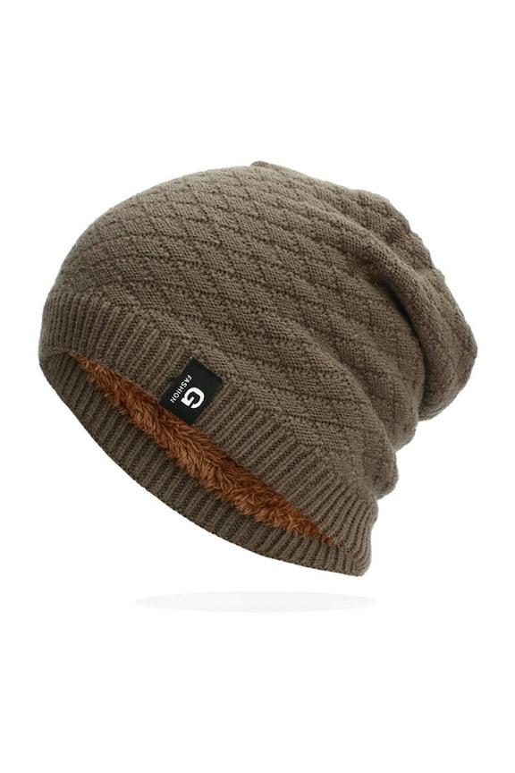 Unisex Thermal Knit Beanie with Ear Protection, Open Top Cotton Pile Pullover Cap for Cold Weather, Winter Warm Stretchable Hat for Outdoor Activities and Urban Street Style