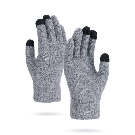 Unisex Thermal Knitted Gloves, Fleece Lined Winter Gloves with Five-Finger Design, Cold Weather Touchscreen Gloves for Men & Women, One Size Fits Most