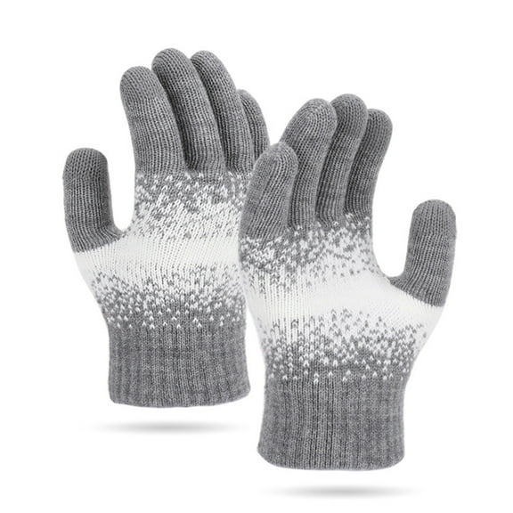 Unisex Thermal Knitted Gloves, Fleece Lined Winter Gloves with Five-Finger Design, Cold Weather Touchscreen Gloves for Men & Women