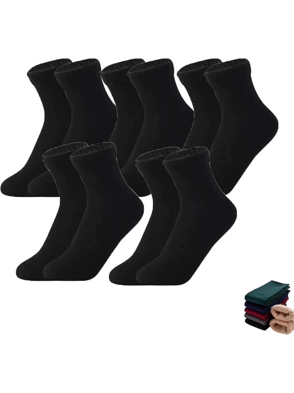 Unisex Thickened Fleece Lined Cold-Proof Winter Socks,5 Pairs Winter Fleece Socks Thick Fleece-lined, Warm,Cozy & Cold-proof