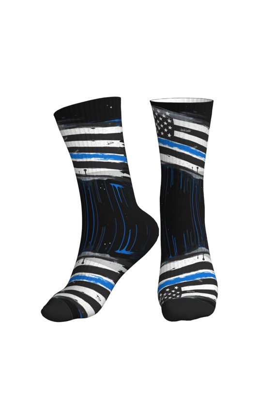 Unisex Thin Blue Line Flag Art Novelty Ankle Socks Colorful ComfortSoft Lightweight Sports Athletic Socks