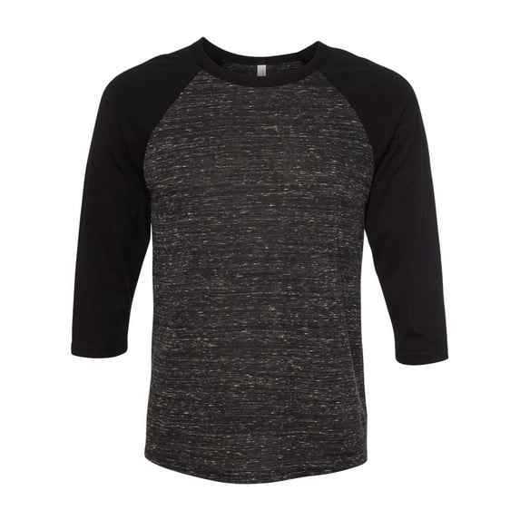 Unisex Three-Quarter Sleeve Baseball Tee Color Black Marble/ Black Small Size
