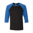 thumbnail image 1 of Unisex Three-Quarter Sleeve Baseball Tee Color Black/ True Royal X-Large Size, 1 of 5