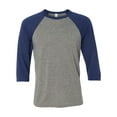 thumbnail image 1 of Unisex Three-Quarter Sleeve Baseball Tee Color Grey/ Navy Triblend X-Large Size, 1 of 4