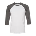 thumbnail image 1 of Unisex Three-Quarter Sleeve Baseball Tee Color White/ Asphalt Small Size, 1 of 4