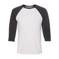 thumbnail image 1 of Unisex Three-Quarter Sleeve Baseball Tee Color White/ Dark Grey 2X-Large Size, 1 of 4