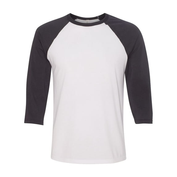 Unisex Three-Quarter Sleeve Baseball Tee Color White/ Dark Grey 2X-Large Size