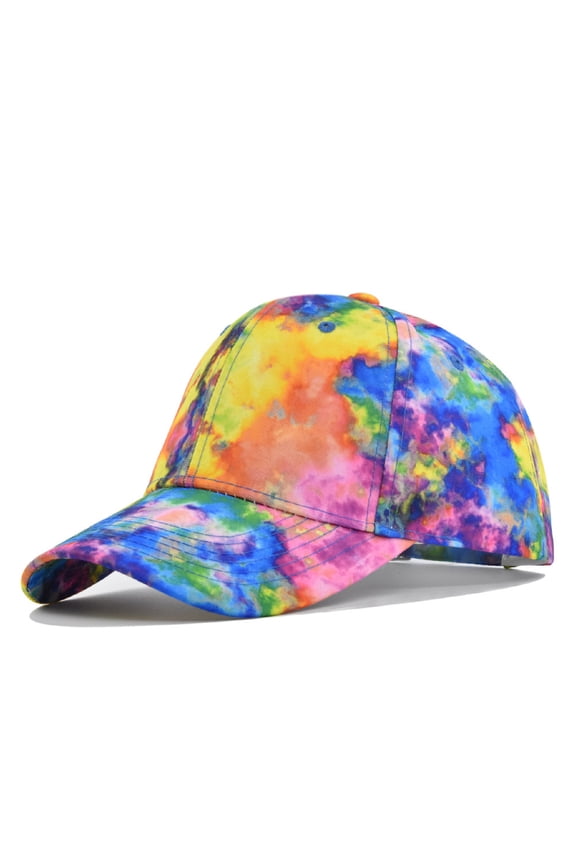 Unisex Tie Dye Baseball Cap Fashion Funny Print Baseball Cap Adjustable Peaked Cap Outdoor Sports Couple Hats Adjustable Curved Brim Hats Sun