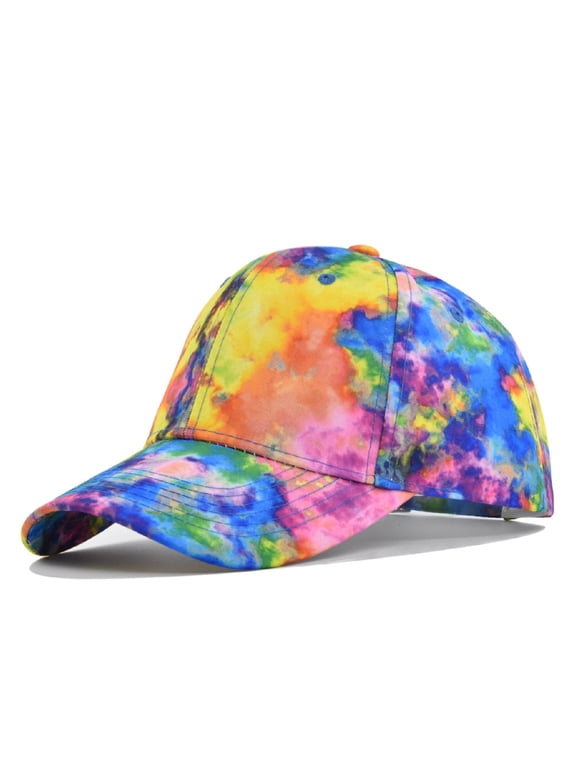 Unisex Tie Dye Baseball Cap Fashion Funny Print Baseball Cap Adjustable Peaked Cap Outdoor Sports Couple Hats Adjustable Curved Brim Hats Sun