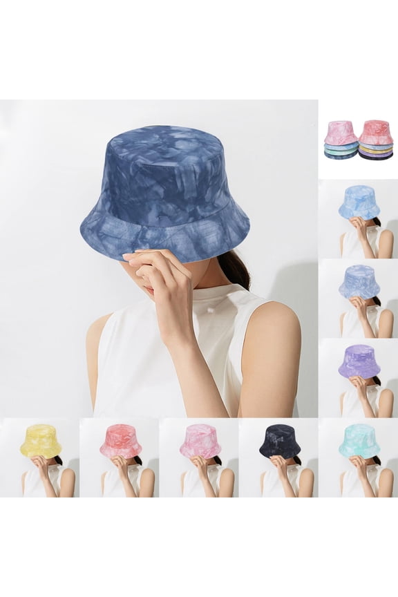 Unisex Tie-Dye Packable Bucket Hat - UPF 50+ Sun Protection Beach Hat with Foldable Brim for Men & Women, Summer Washed Baseball Cap for Travel, Fishing, Outdoor