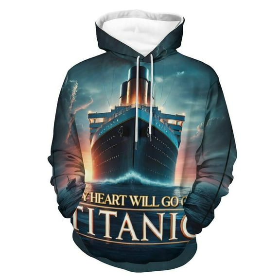 Unisex Titanic Hoodie with Pocket Cartoon Printed Pullover Hooded Sweatshirt For Men Women